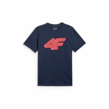 Tricou barbati  regular - imprimeu - bleumarin - bumbac