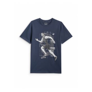 Tricou barbati  regular - imprimeu - bleumarin - bumbac