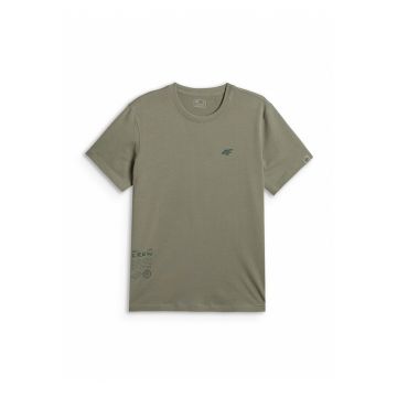 Tricou barbati  regular - imprimeu - masliniu - bumbac