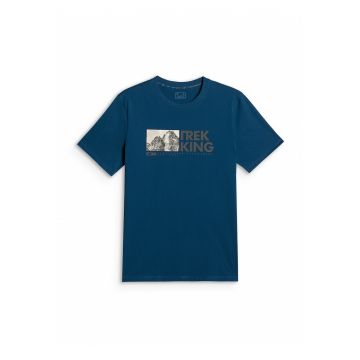 Tricou barbati  regular - imprimeu - turcoaz - din bumbac