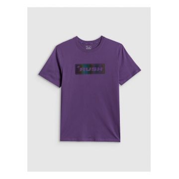 Tricou barbati  regular - imprimeu - violet - bumbac