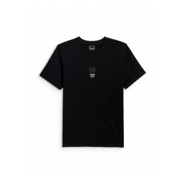 Tricou barbati  relaxed - imprimeu - negru - bumbac - Negru