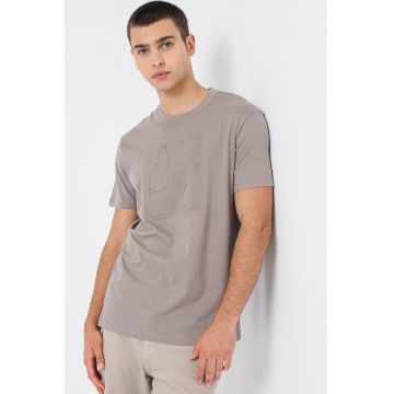 Tricou de bumbac cu logo supradimensionat - Maro taupe deschis