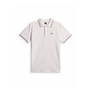 Tricou polo barbati  croiala clasica - tricot pique - alb - bumbac