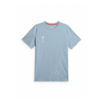 Tricou sport barbati  imprimeu distinctiv - croiala regular - albastru - bumbac