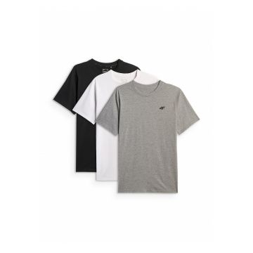 Tricouri barbati  set 3 bucati alb - gri - negru - regular - neted