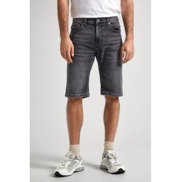 Bermude slim fit din denim - Gri antracit