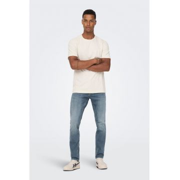 Blugi slim fit cu aspect decolorat - Albastru prafuit