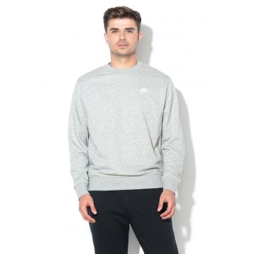 Bluza cu logo brodat si maneci lungi Sportswear Club - Gri melange/Gri deschis melange