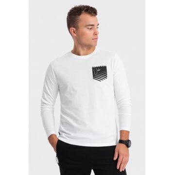 Bluza de bumbac cu decolteu la baza gatului - Alb/Negru