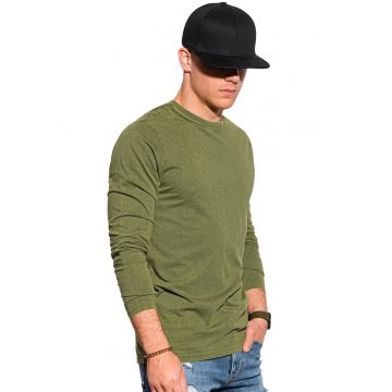 Bluza din bumbac cu decolteu la baza gatului - Verde feriga