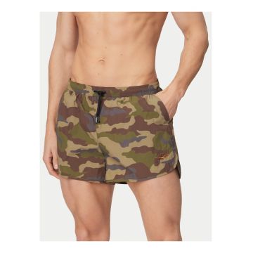 Costum de baie barbati -  camuflaj - set cu geanta - poliamida - verde -