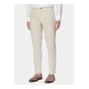 Pantaloni barbati -  elegant - bej - material in