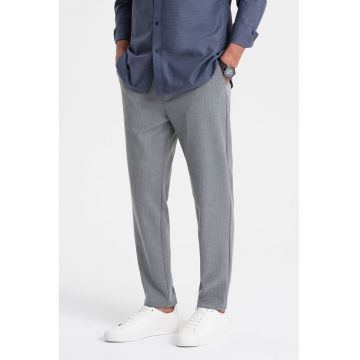 Pantaloni cu banda elastica in talie - Gri melange