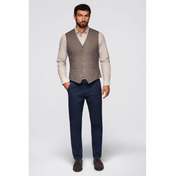 Pantaloni cu croiala conica si buzunare laterale - Bleumarin