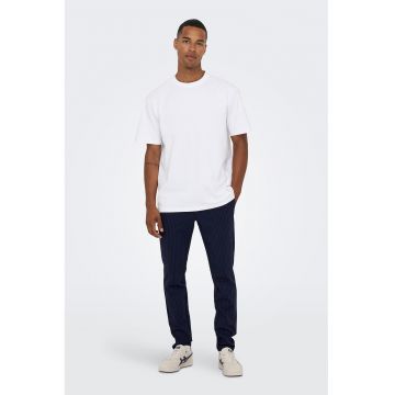 Pantaloni cu dungi - Alb/Bleumarin