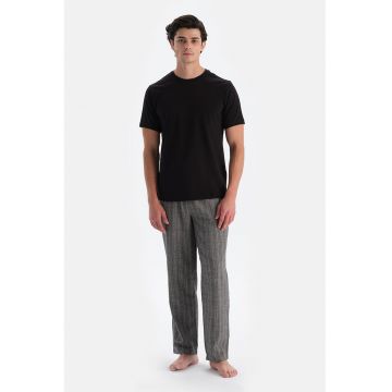 Pantaloni de pijama cu model in dungi - Negru/Gri deschis