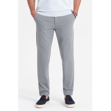 Pantaloni drepti - Gri deschis melange