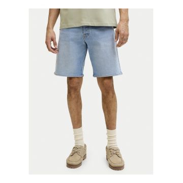 Pantaloni scurti barbati -  alb-albastru - regular fit - bumbac-poliester