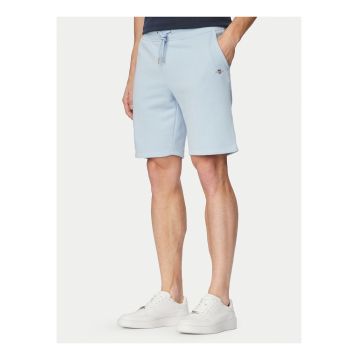 Pantaloni scurti barbati -  albastru - bumbac natural si poliester reciclat - talie elastica - buzunare practice