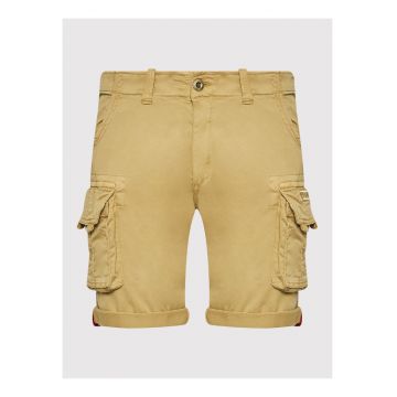 Pantaloni scurti barbati -  bej - bumbac - casual - fermoar