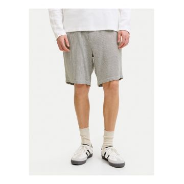 Pantaloni scurti barbati -  bej - material textil - dungi - croiala regulara