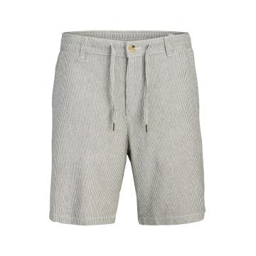 Pantaloni scurti barbati -  bej - material textil - dungi - croiala regulara