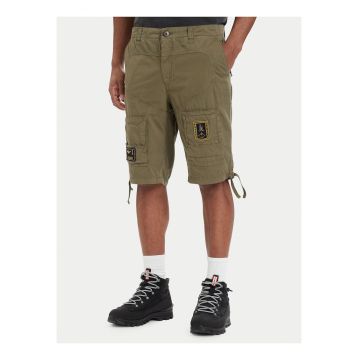Pantaloni scurti barbati -  casual - fermoar - verde - bumbac