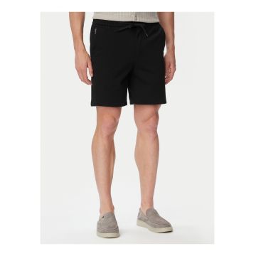 Pantaloni scurti barbati -  negru - bumbac si poliester reciclat - croiala regular fit