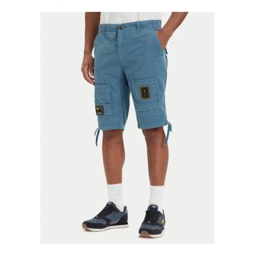 Pantaloni scurti -  casual - fermoar - albastru - bumbac