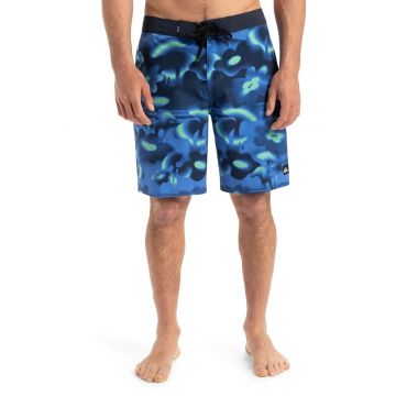 Pantaloni scurti de baie cu snur si model floral - Albastru/Verde fistic