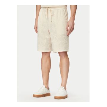Pantaloni scurti sport barbati -  bej - bumbac si poliester - talie elastica -