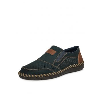 Pantofi barbatesti -  piele naturala - albastru -