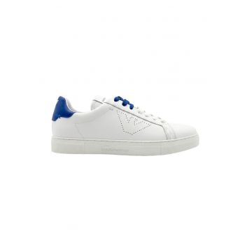 Pantofi sport low-cut din piele - Alb - Albastru -