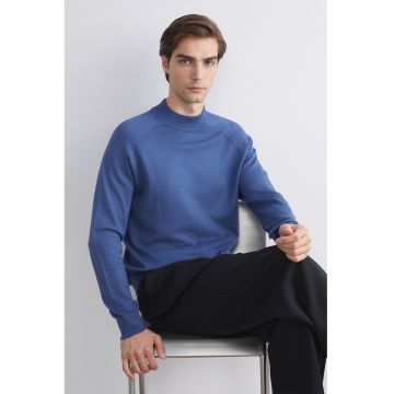 Pulover cu maneci raglan - Albastru indigo