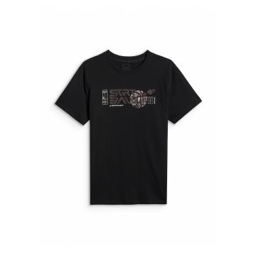 Tricou barbat -  negru - bumbac ultra-usor - imprimeu sportiv