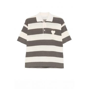 Tricou barbati -  striped heart polo - Alb/Gri