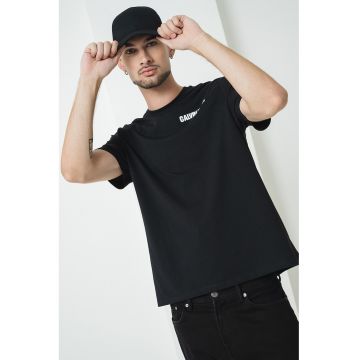 Tricou din bumbac cu imprimeu grafic pe partea din spate - Alb/Negru