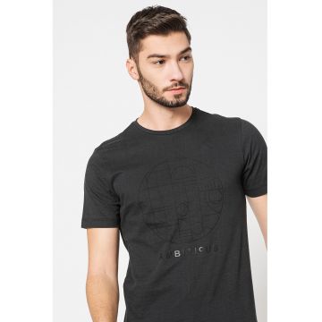 Tricou din bumbac organic cu imprimeu geometric - Negru stins