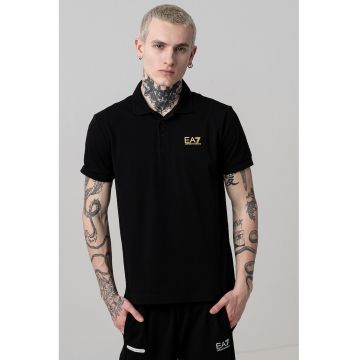 Tricou polo cu logo pe piept - Auriu/Negru