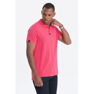 Tricou polo uni de bumbac - Roz aprins