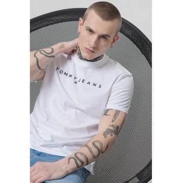 Tricou regular-fit cu logo brodat - Alb