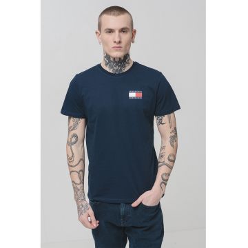 Tricou slim-fit cu imprimeu logo - Albastru ultramarin