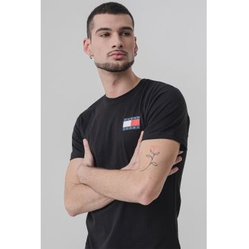 Tricou slim-fit cu imprimeu logo - Negru