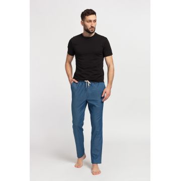 Pantaloni de casa din material chambray cu buzunare oblice Victor