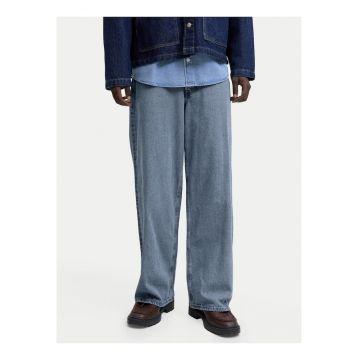 Blugi barbati -  bleumarin - croiala larga - 100% bumbac - inchidere cu nasturi -