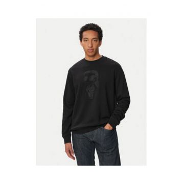 Bluza barbati -  negru - bumbac organic - imprimeu grafic - maneca lunga