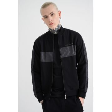 Bluza de trening cu logo si fermoar - Negru