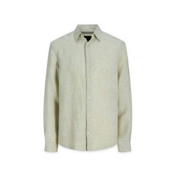 Camasa barbati -  verde - 100% in - maneca lunga - croiala regulara