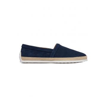 Espadrile barbati  piele intoarsa - bleumarin - casual - varf rotund